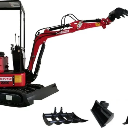 Minibagger, mit Kettenantrieb, Dieselmotor, verstellbarem Fahrwerk, schwenkbarem Baggerarm (DKB881)