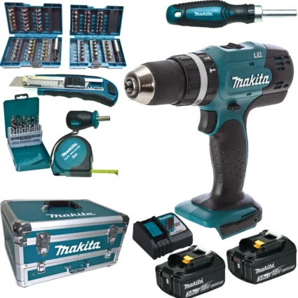 Makita Akku-Schlagbohrschrauber 18 V 3,0 Ah im Alukoffer inkl. 96-tlg. Zubehörset DHP453RFX2